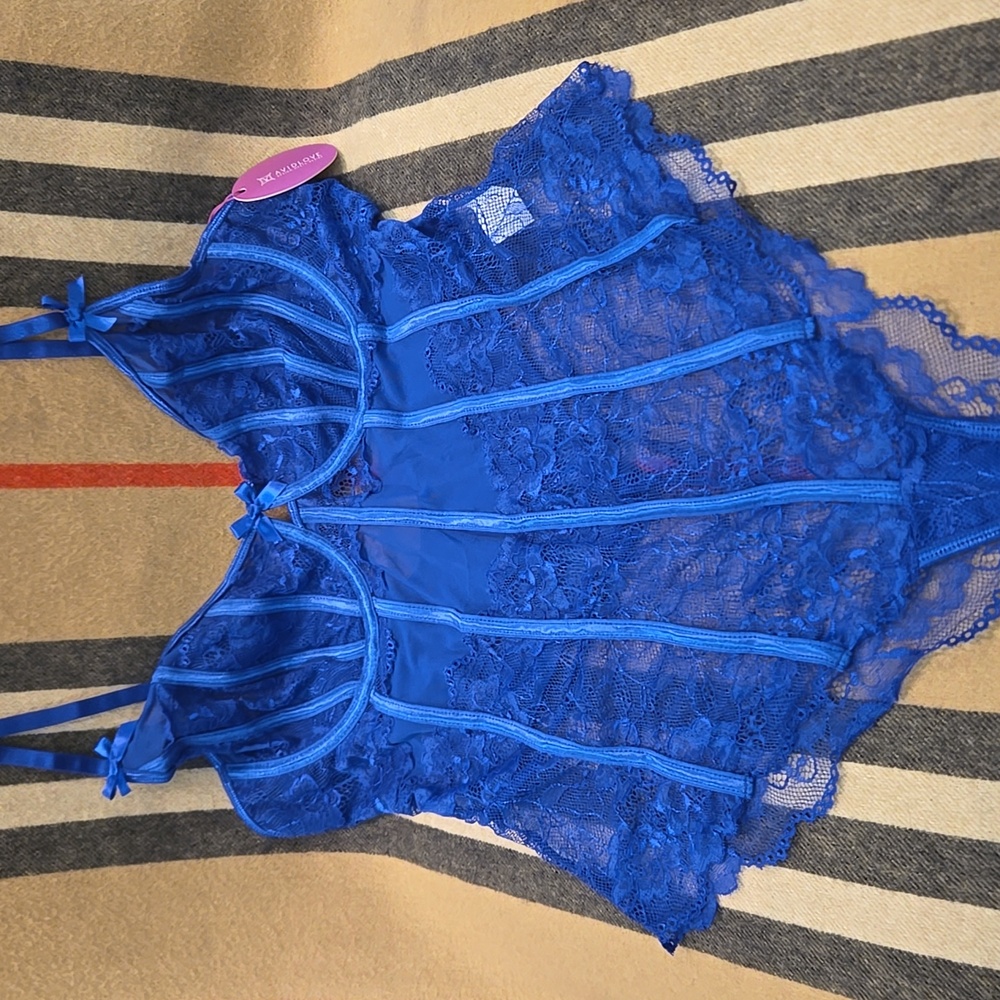 Avidlove Blue Lace Lingerie Bodysuit Sz 2XL NWT